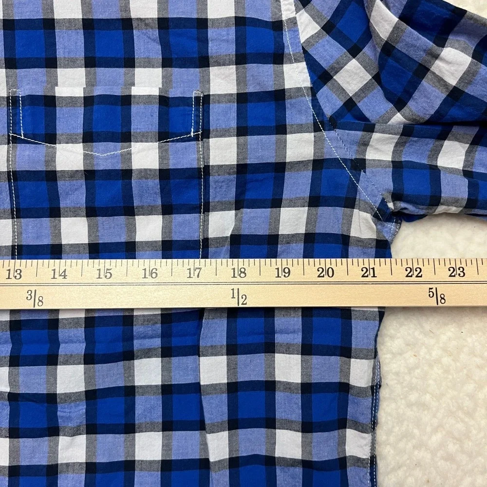 Aeropostale‎ Button Down Mens M Blue Plaid Gingham Long Sleeve Cotton Shirt